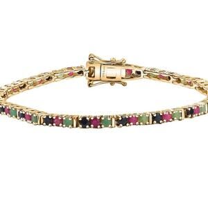 Karis Emerald, Ruby, and Sapphire Bracelet 7.25” Natural stones 6 ctw